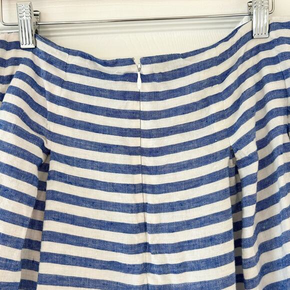 Talbots Blue White Striped Linen A-Line Midi Skirt Size 16 Cotton Lined EUC - Picture 6 of 6